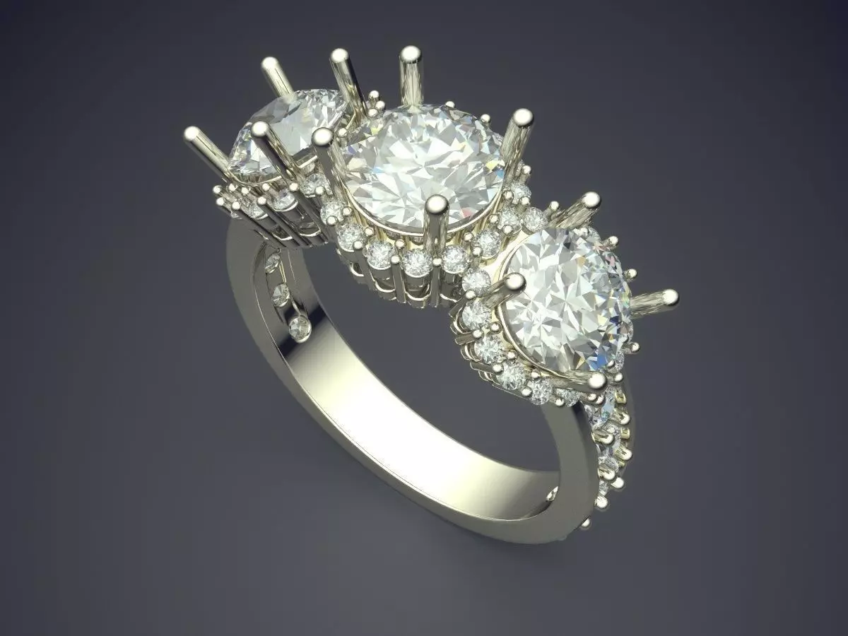Ring With Diamonds CAD-435 3D print model_1