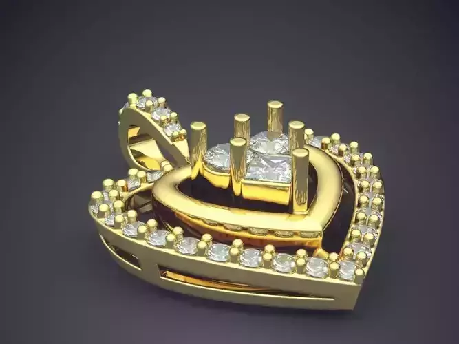 Heart Shape Pendant With Diamonds CAD-427