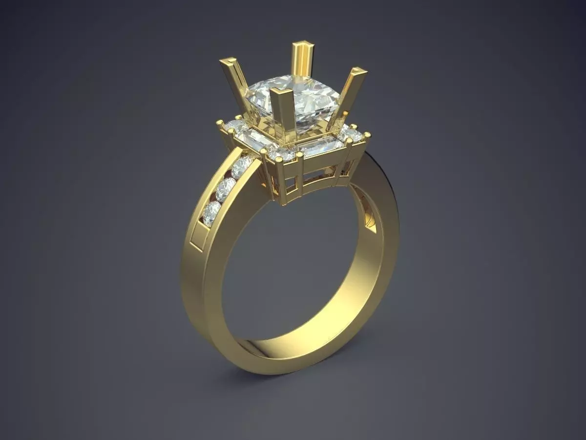 Ring With Diamonds CAD-406 3D print model