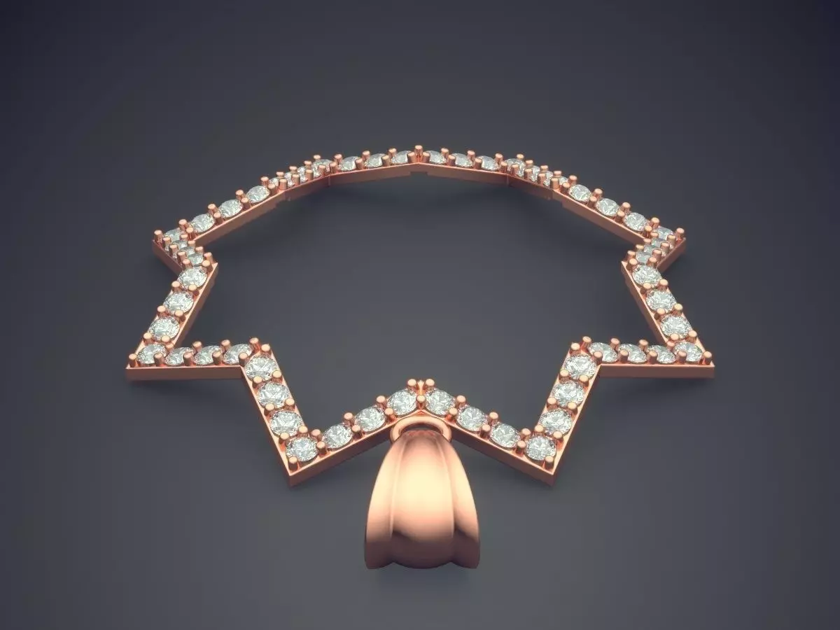 Star Shape Pendant With Diamonds CAD-405 3D print model_2