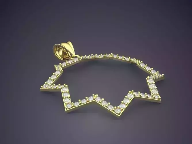 Star Shape Pendant With Diamonds CAD-405 3D print model