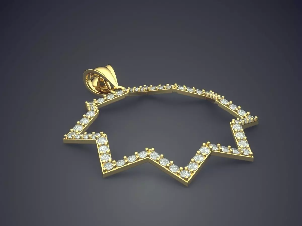 Star Shape Pendant With Diamonds CAD-405 3D print model_0