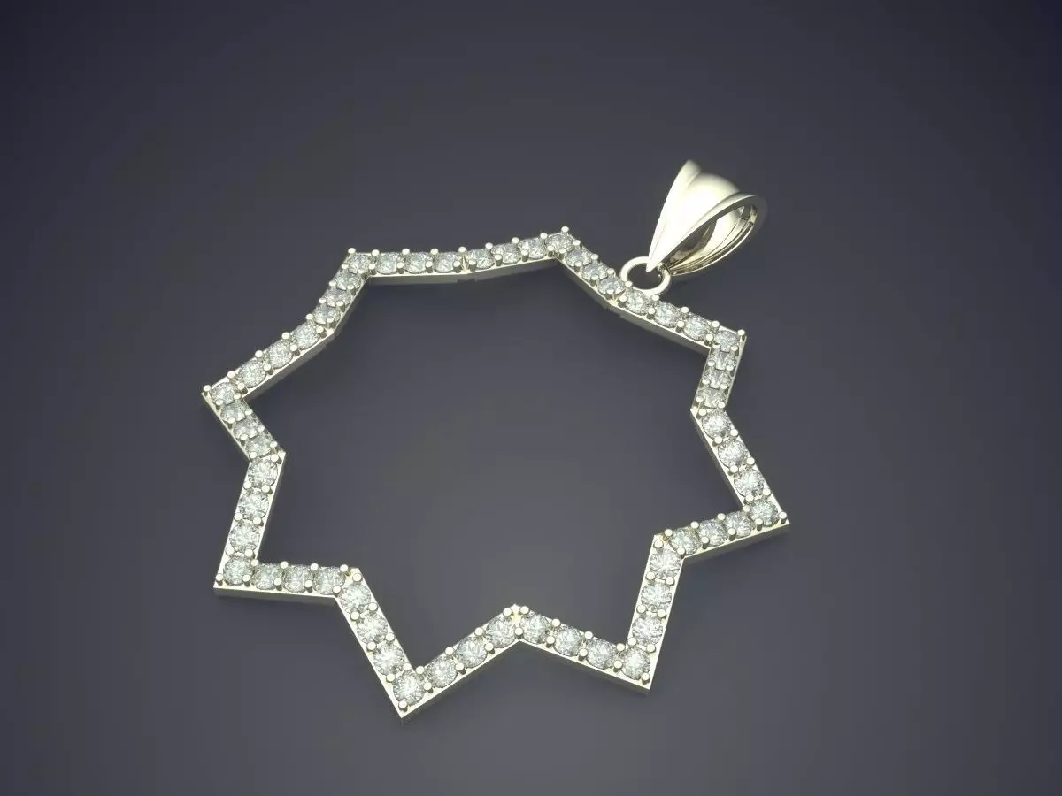 Star Shape Pendant With Diamonds CAD-405 3D print model_1