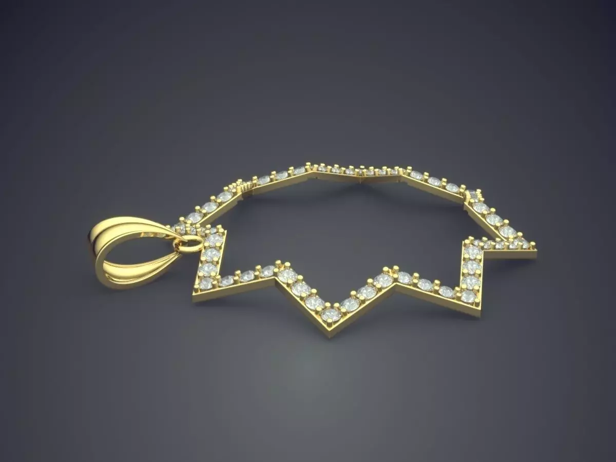 Star Shape Pendant With Diamonds CAD-405 3D print model_3