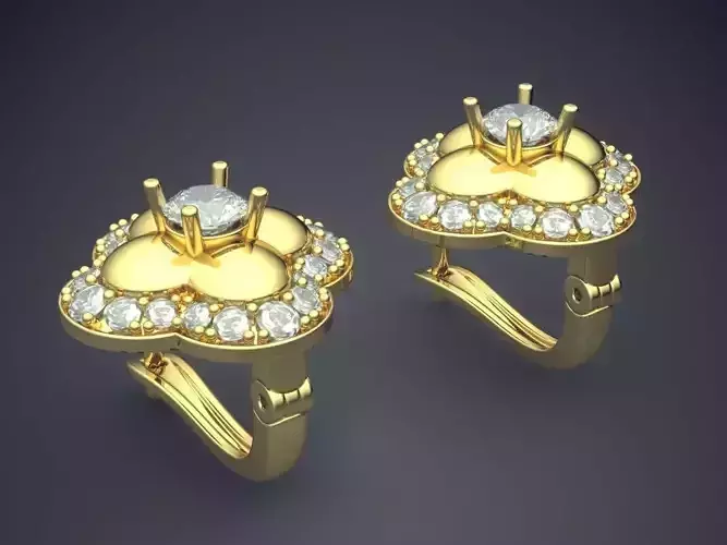 Flower Shape Earrings With Diamonds CAD-395