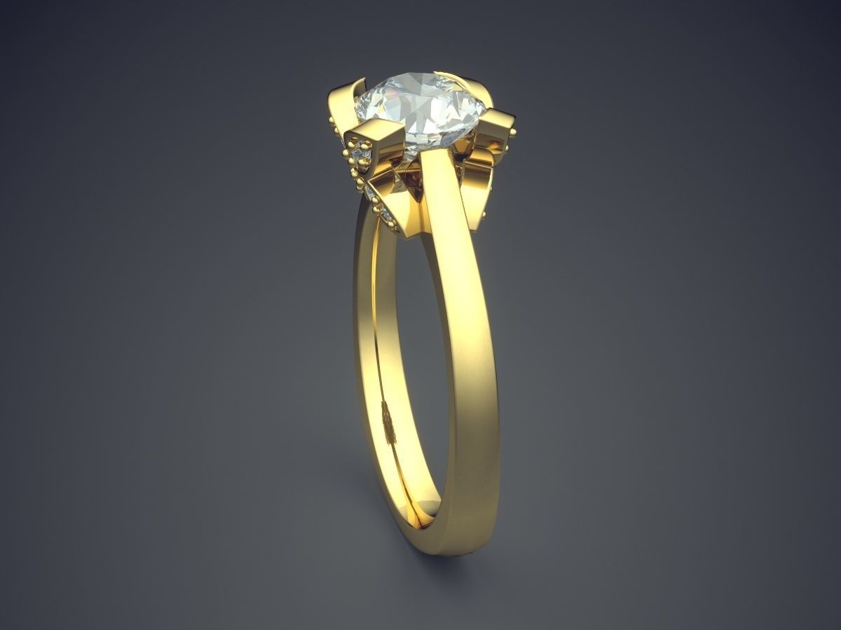 Pretty Subtle Detailed Diamond Ring 3D print model_3