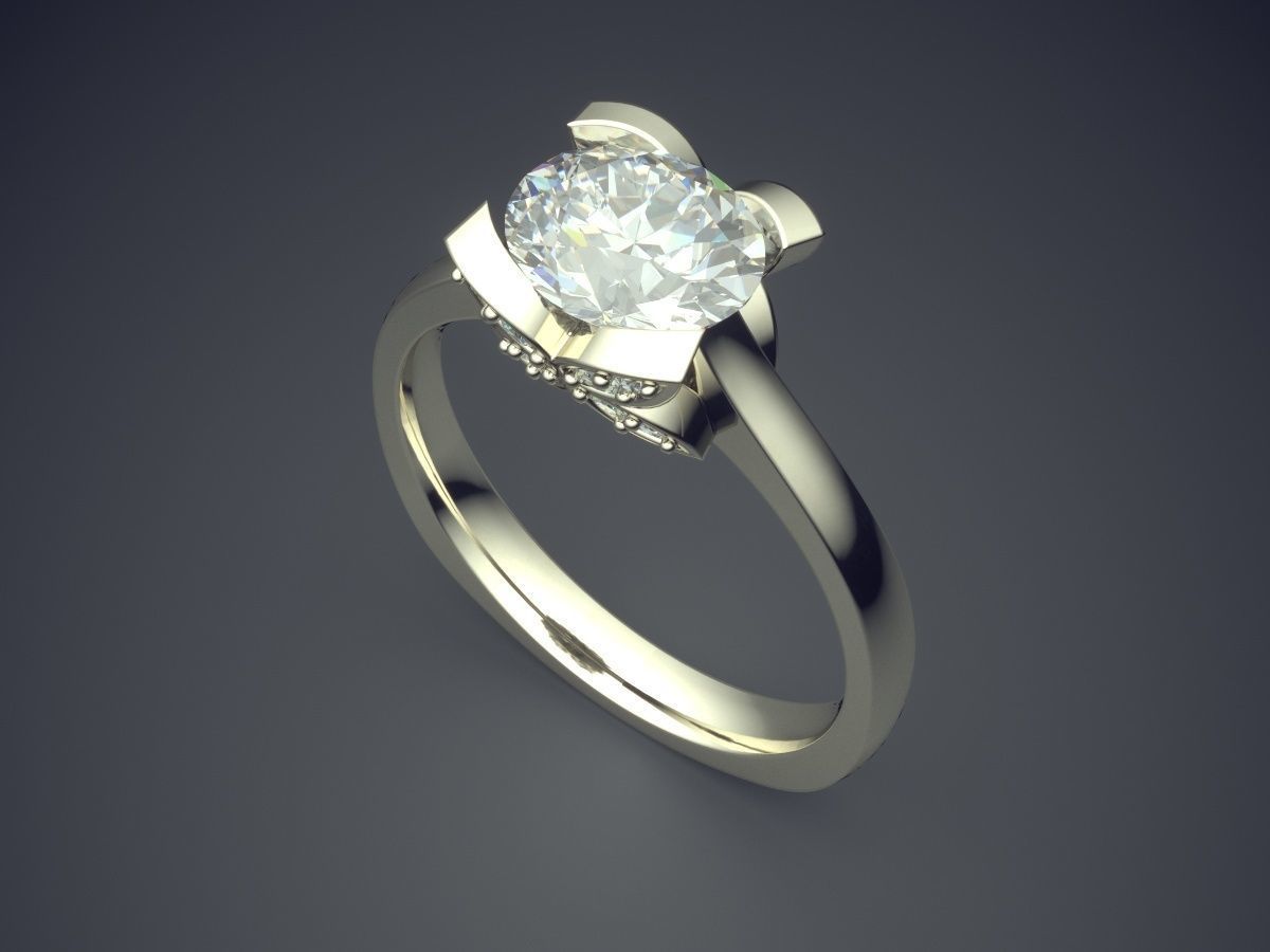 Pretty Subtle Detailed Diamond Ring 3D print model_1