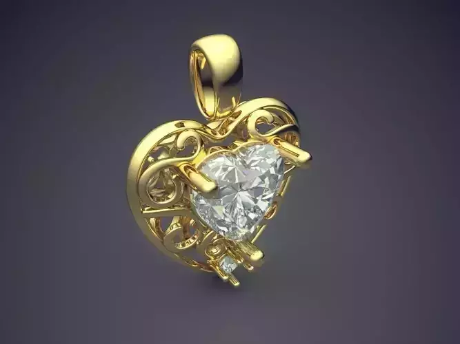 Heart Shape Pendant With Diamond CAD-392