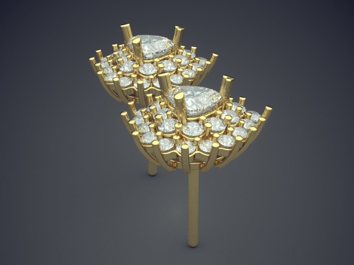 Earrings With Diamonds CAD-382 3D print model_3