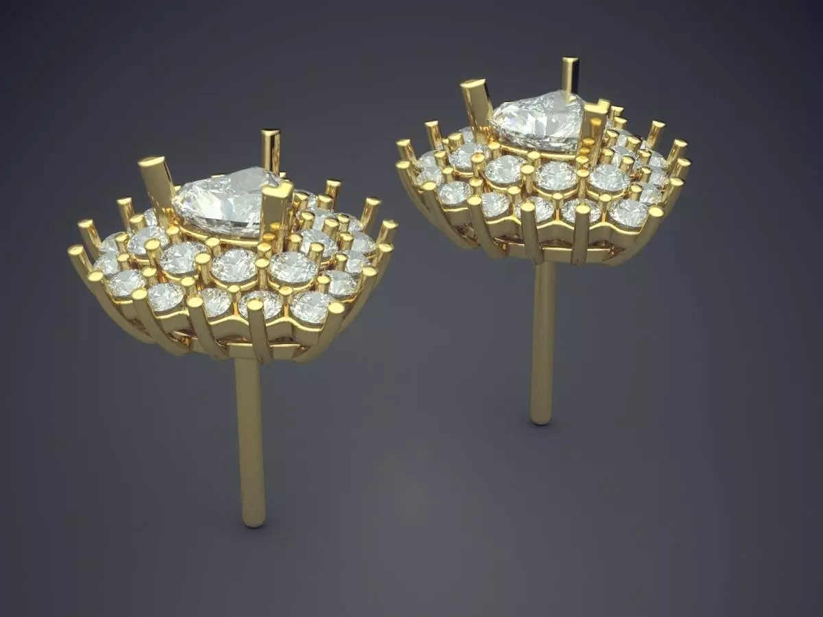 Earrings With Diamonds CAD-382 3D print model_0