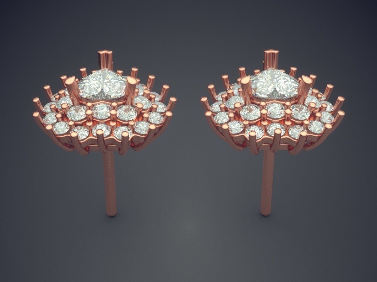 Earrings With Diamonds CAD-382 3D print model_2