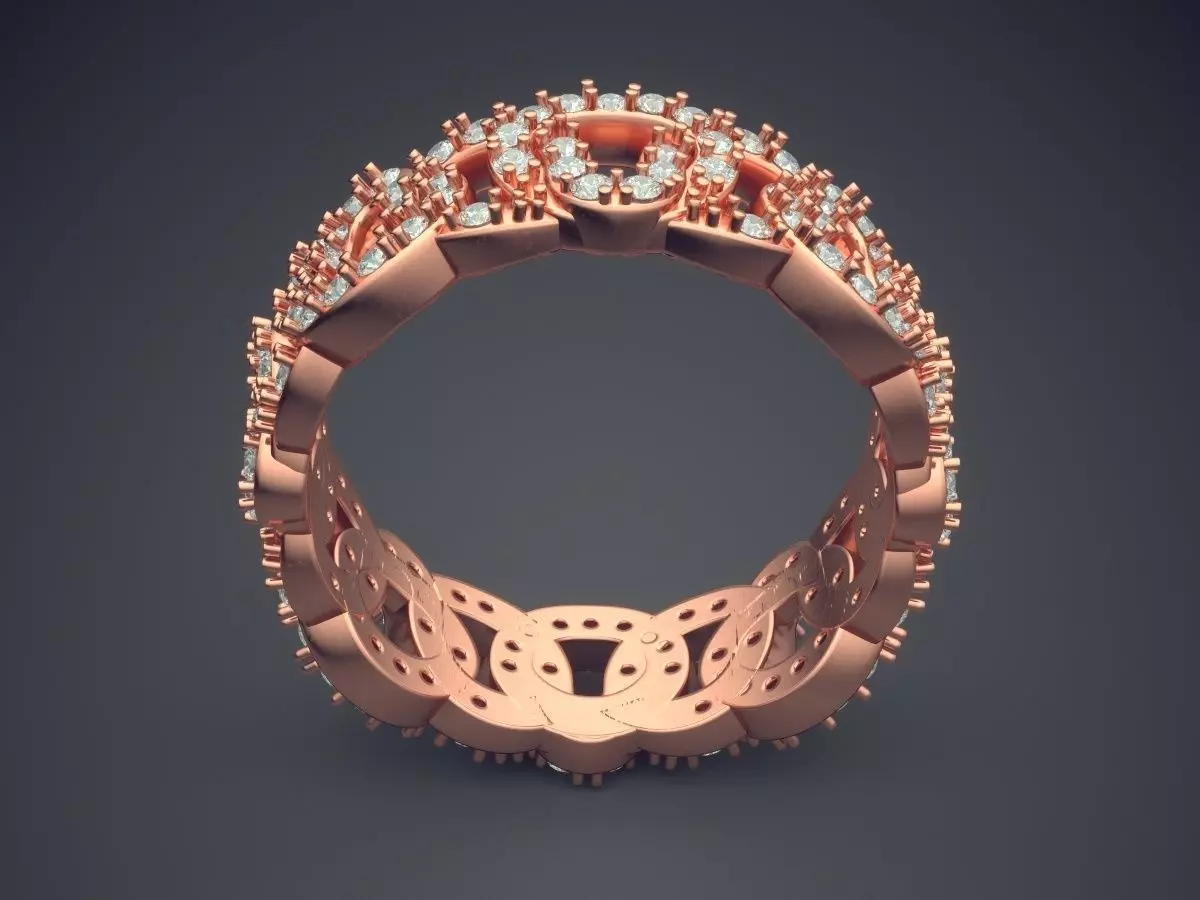 Ring With Diamonds CAD-384 3D print model_2