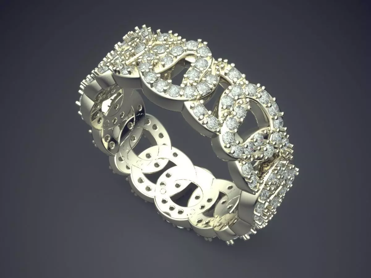 Ring With Diamonds CAD-384 3D print model_1