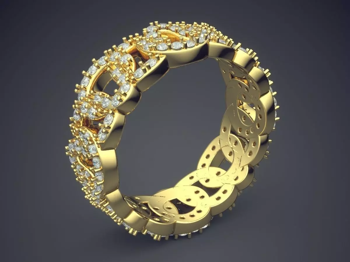 Ring With Diamonds CAD-384 3D print model_0