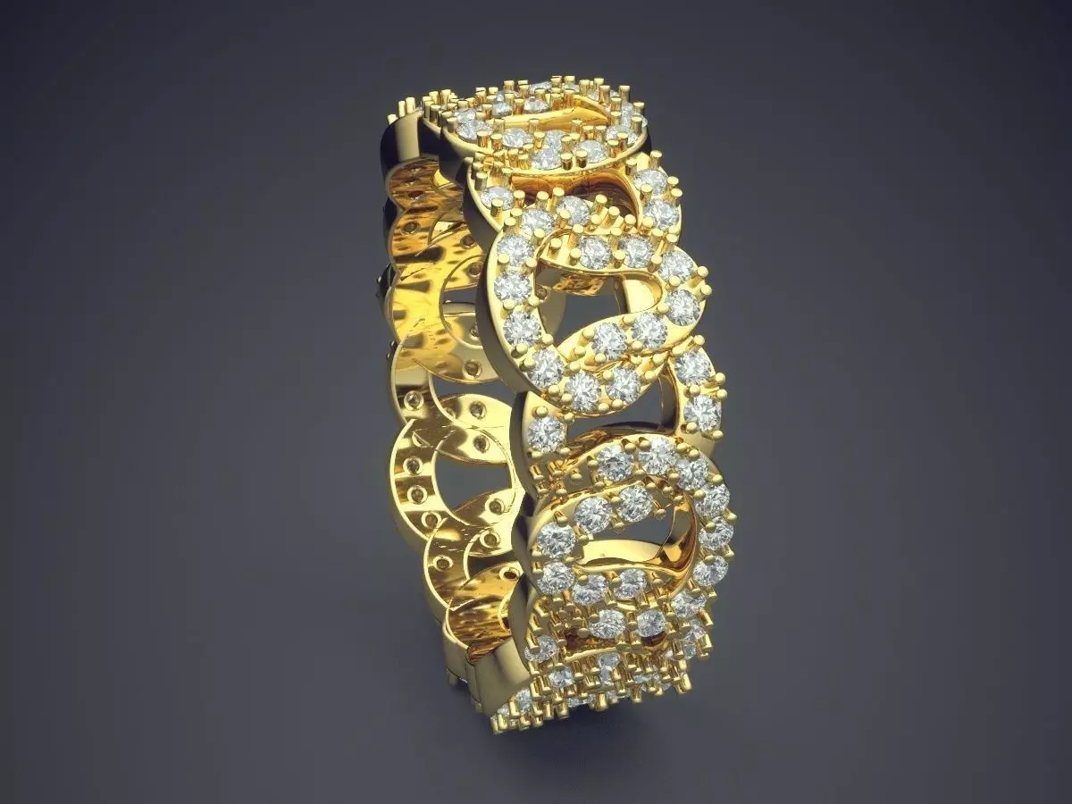 Ring With Diamonds CAD-384 3D print model_3