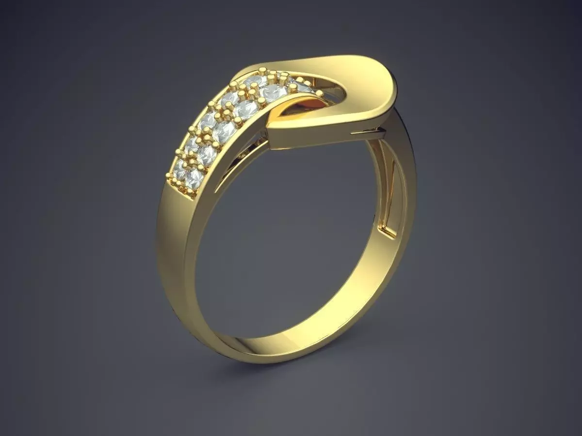 Unique Design Modern Textured Diamond Ring 3D print model