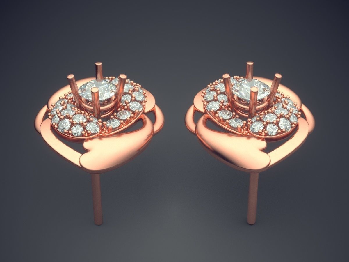 Earrings With Diamonds  3D print model_2