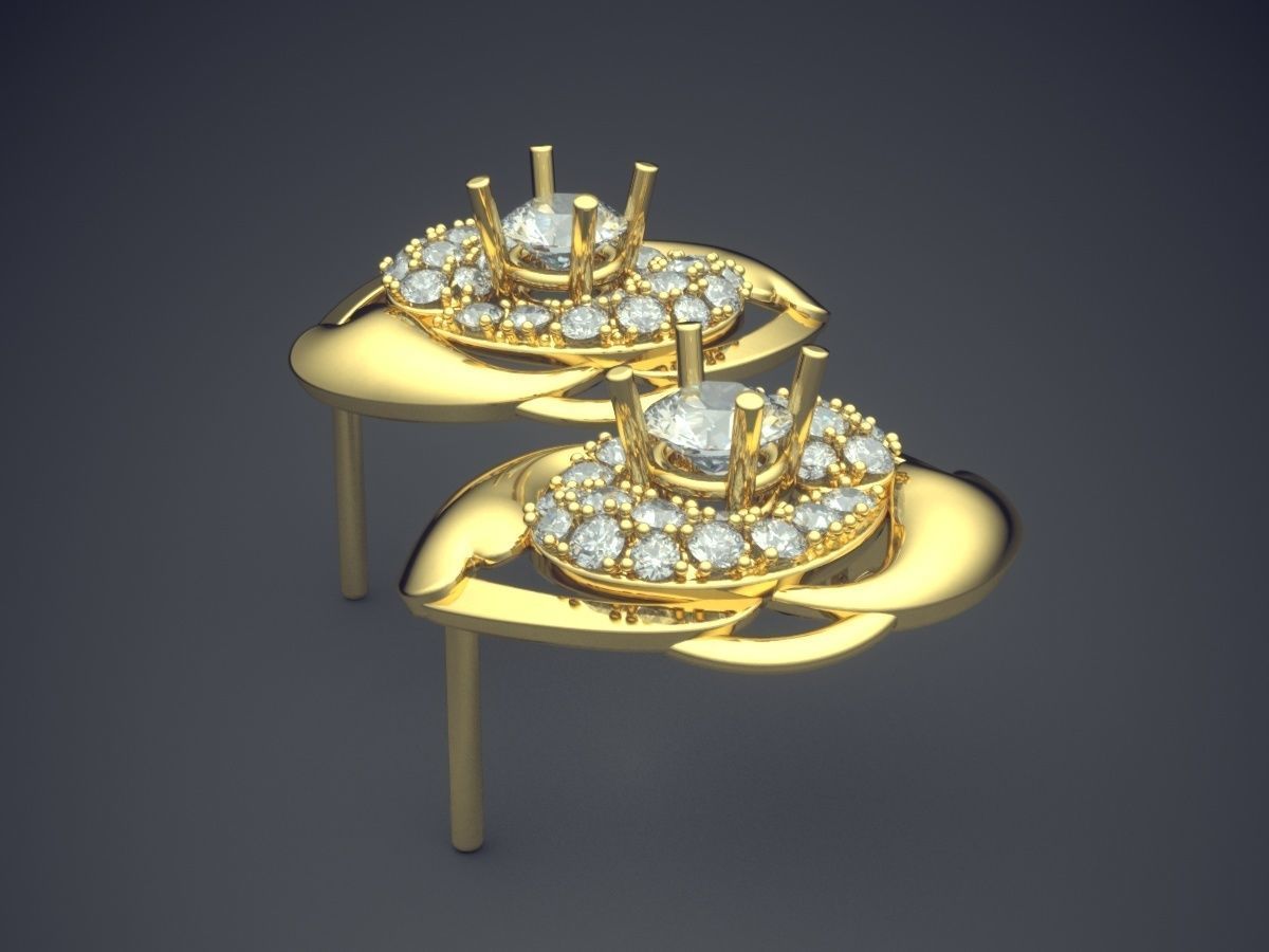 Earrings With Diamonds  3D print model_3
