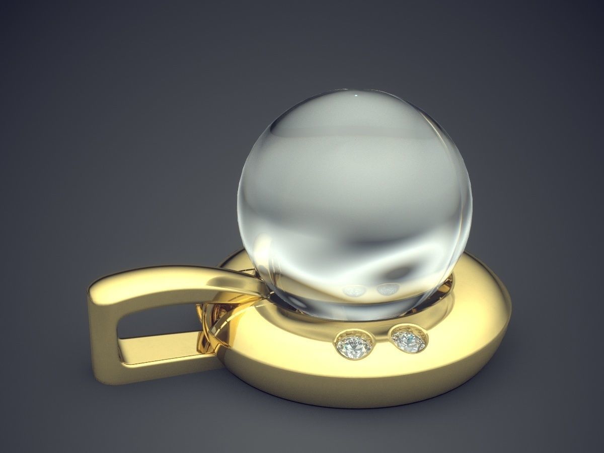 Beautiful Round Pendant with Pearl 3D print model_3