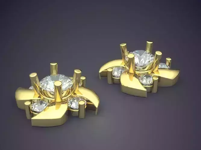 Pretty Minimal Design Earrings with Diamonds