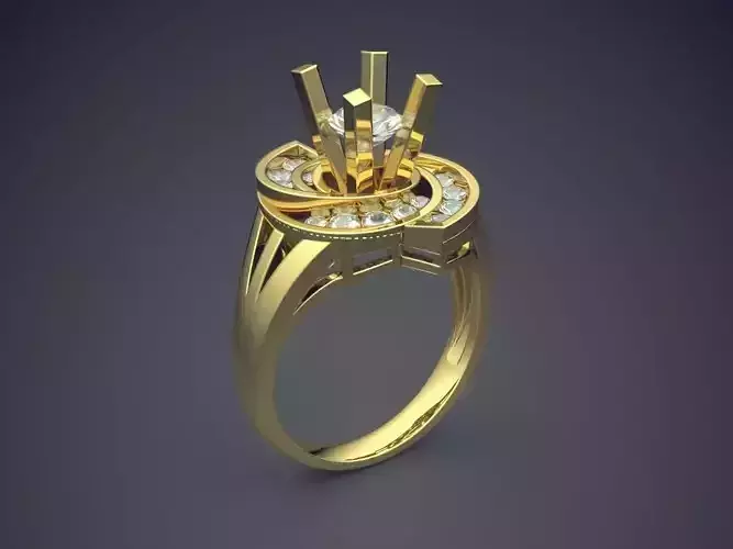 Ring With Diamonds CAD-368 3D print model