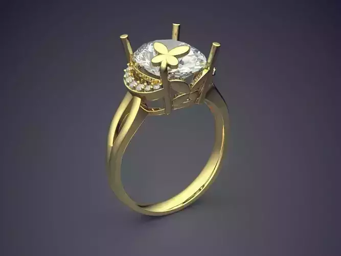 Impressive Classic Minimal Golden Engagement Ring