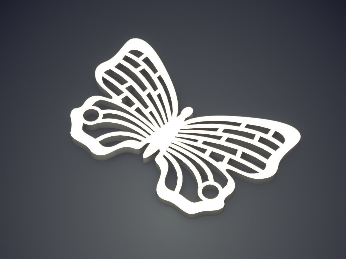 Lovely Butterfly Pendant with Carving and Texturing 3D print model_1