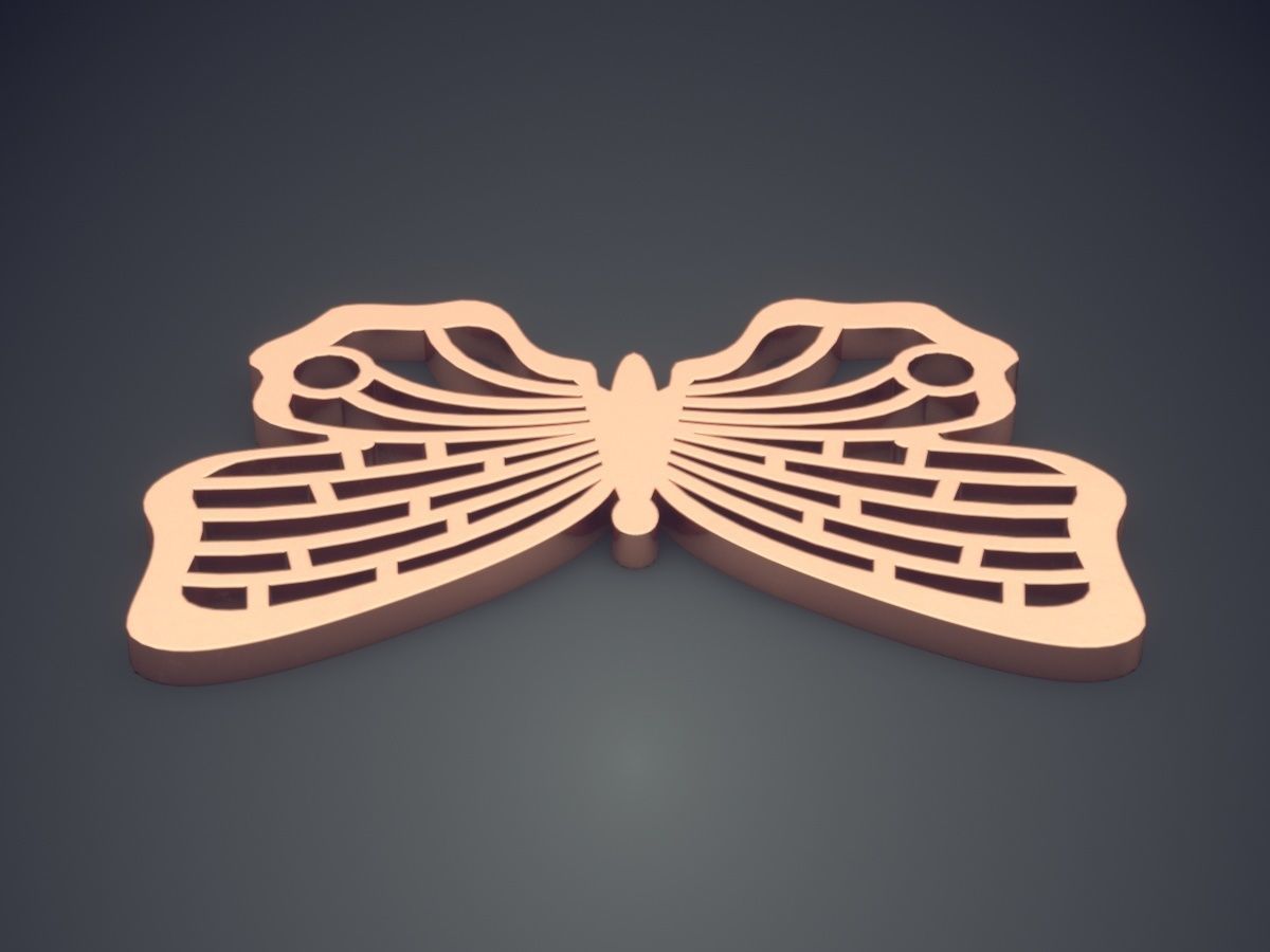 Lovely Butterfly Pendant with Carving and Texturing 3D print model_2