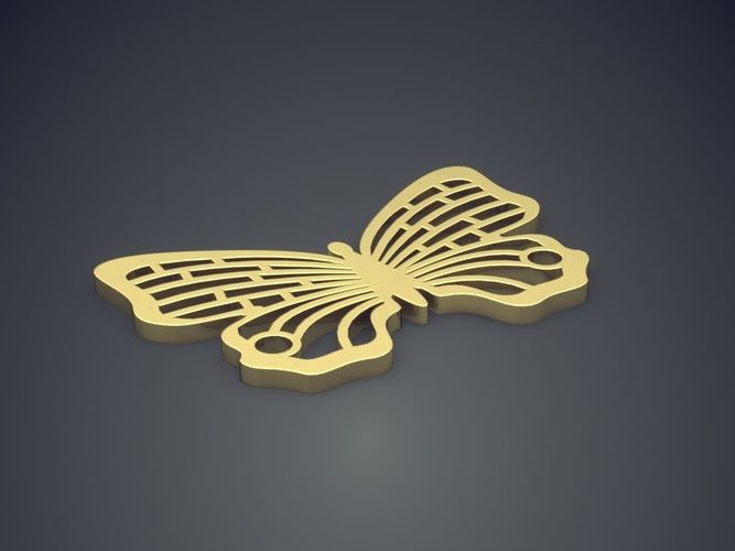 Lovely Butterfly Pendant with Carving and Texturing 3D print model