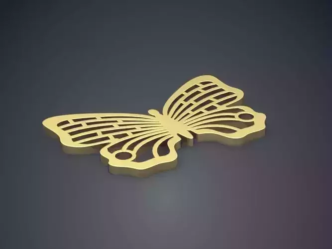 Lovely Butterfly Pendant with Carving and Texturing 3D print model