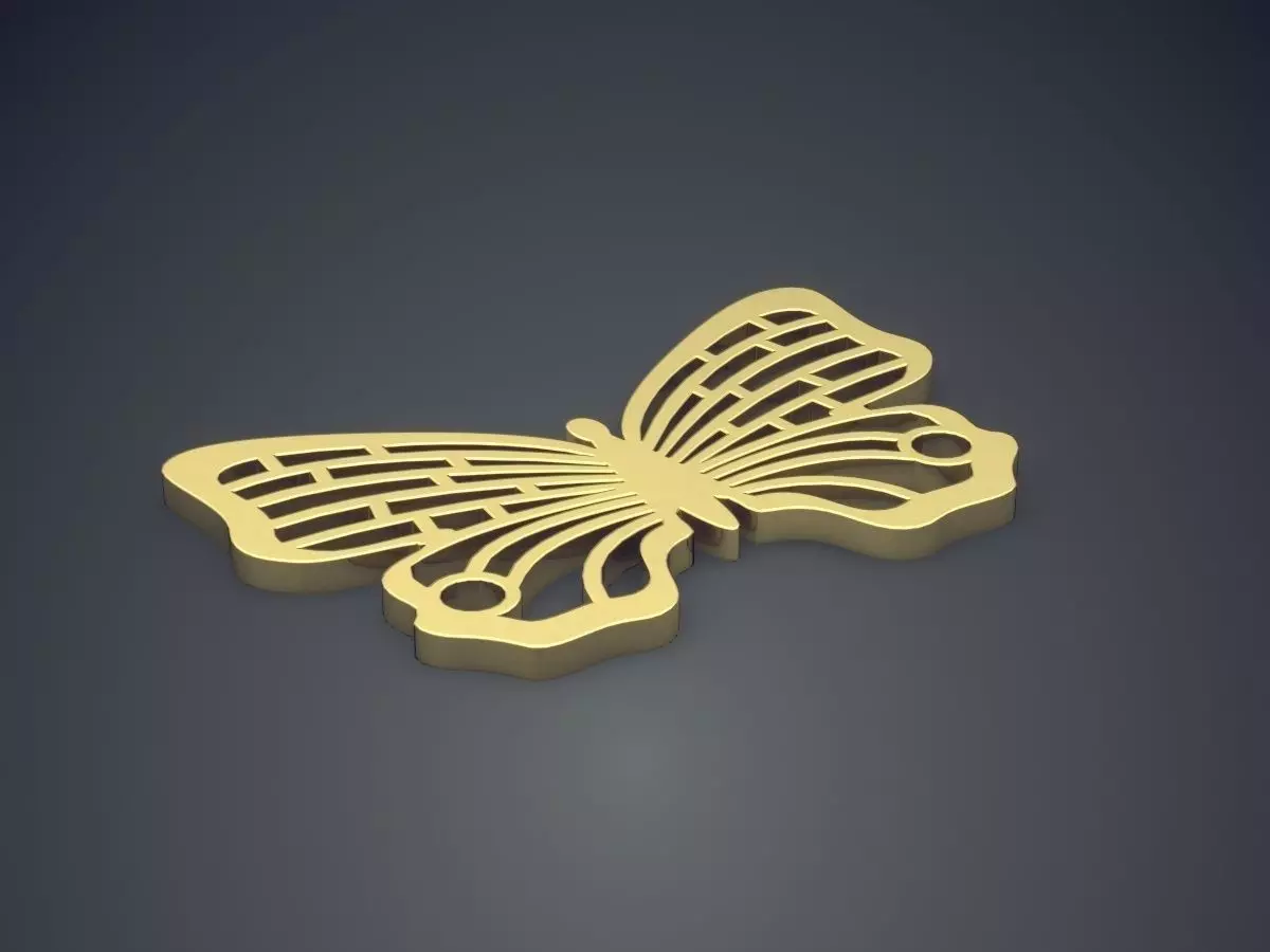 Lovely Butterfly Pendant with Carving and Texturing 3D print model_0
