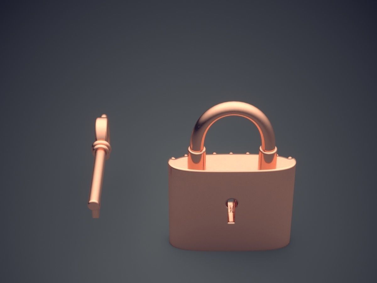 Cute KEY AND LOCK Diamond Pendant 3D print model_2