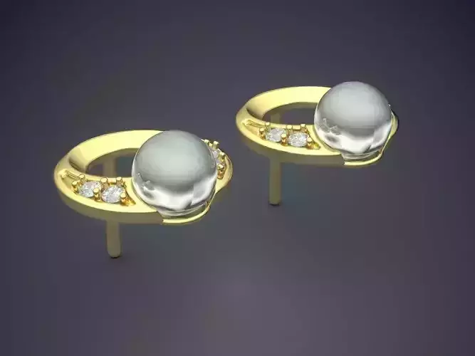 Earrings With Pearl And Diamonds 347