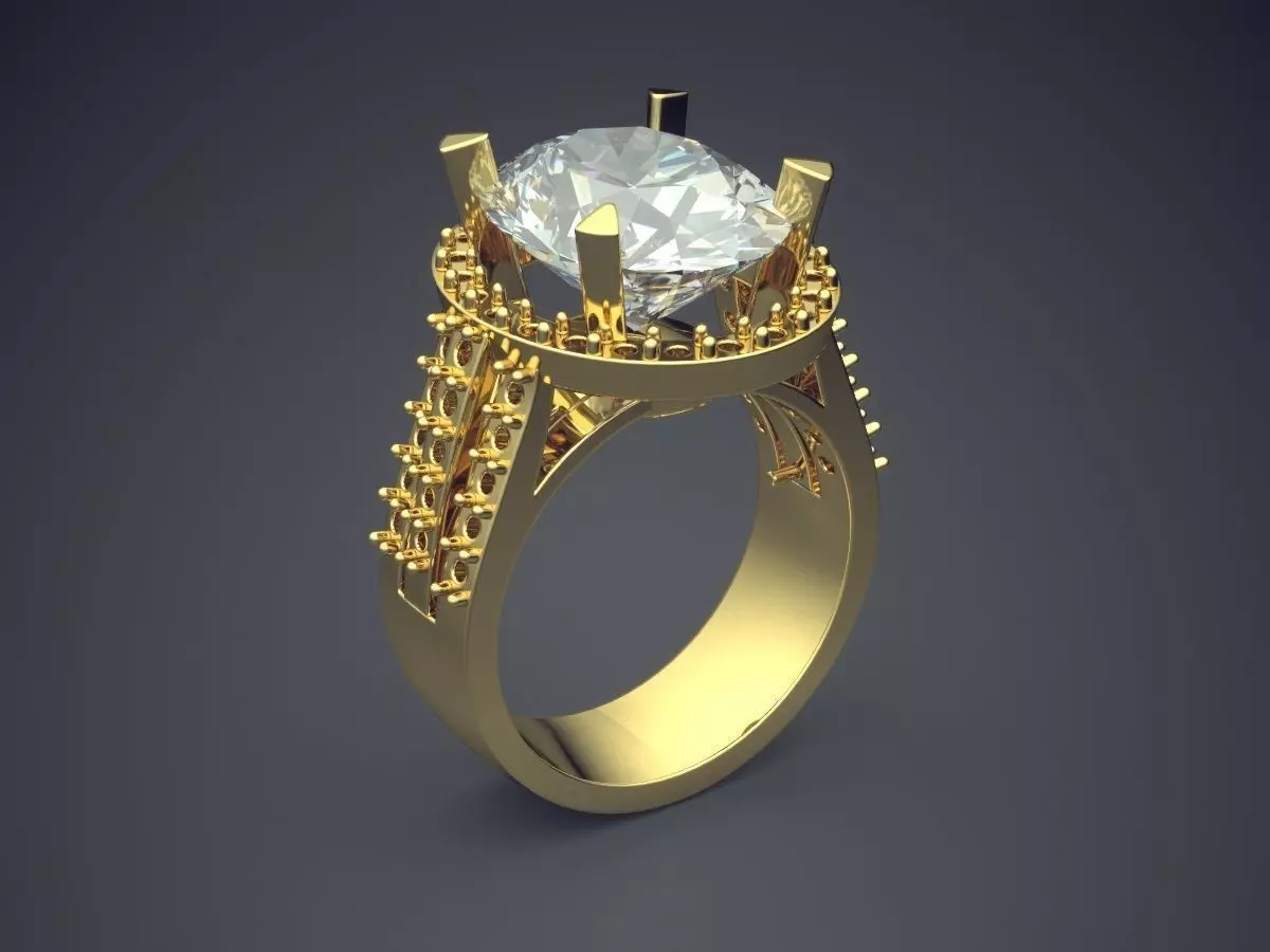 Extravagant Polished Diamond Ring 3D print model