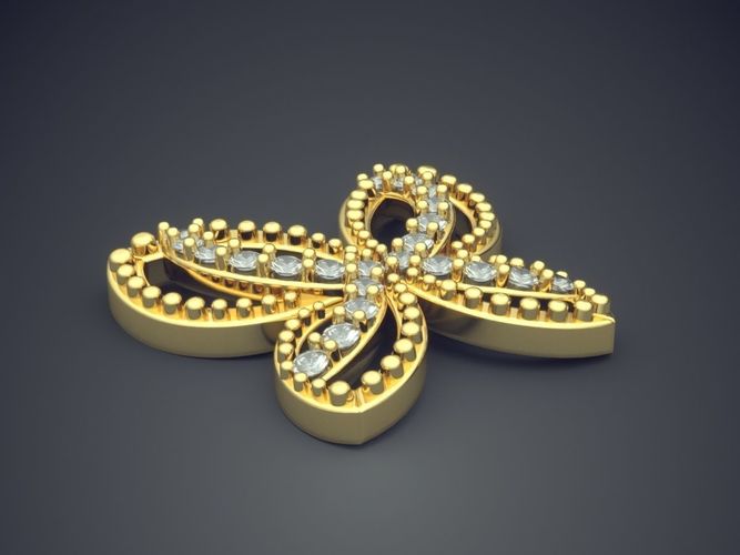 Girly Butterfly Shaped Pendant with Diamonds 3D print model