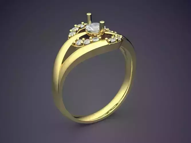 Curved Engagement Ring With Diamonds 333