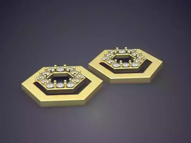 Hexagon Diamond Earrings