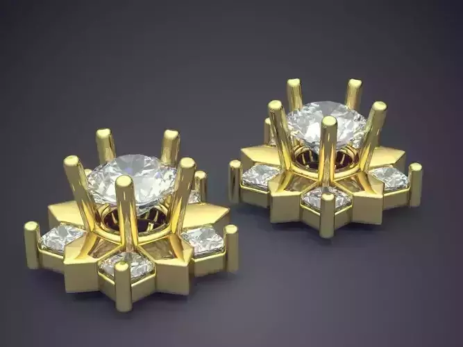 Water Lily Shaped Diamond Earrings