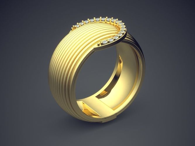 Sophisticated Thick Textured Ring 3D print model