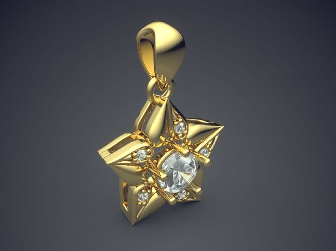 Star-Shaped Classic Golden Diamond Pendant 3D print model