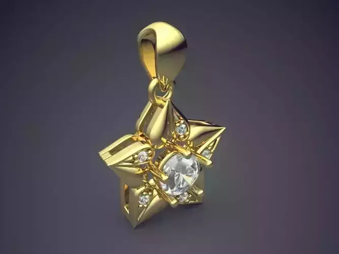 Star-Shaped Classic Golden Diamond Pendant