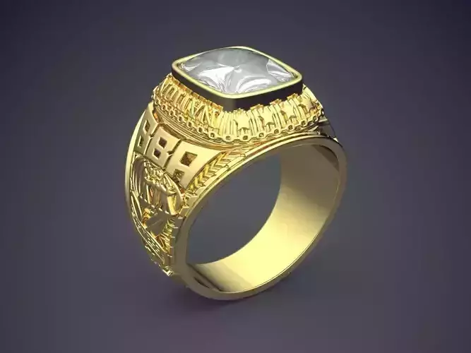 Unique Design Thick Textured Masculine Diamond Ring 3D print model