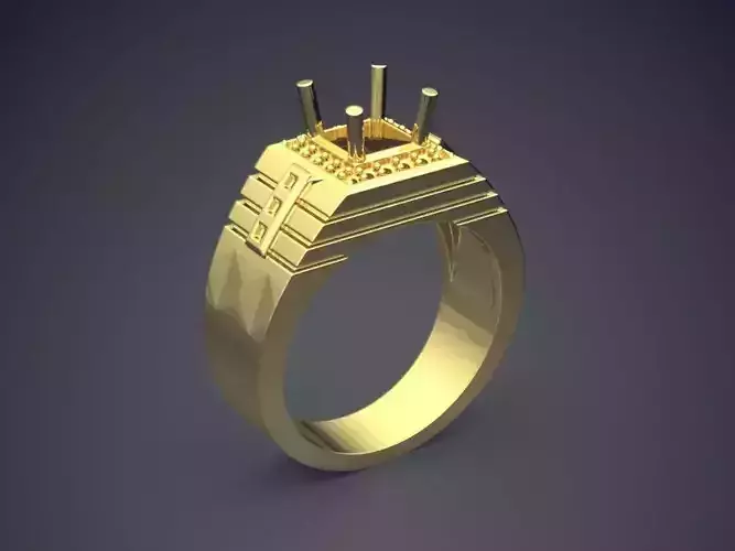 Textured and Layered Diamond Masculine Ring