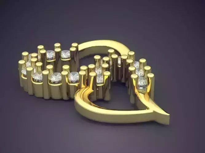  Minimal Heart-Shaped Pendant With Diamonds