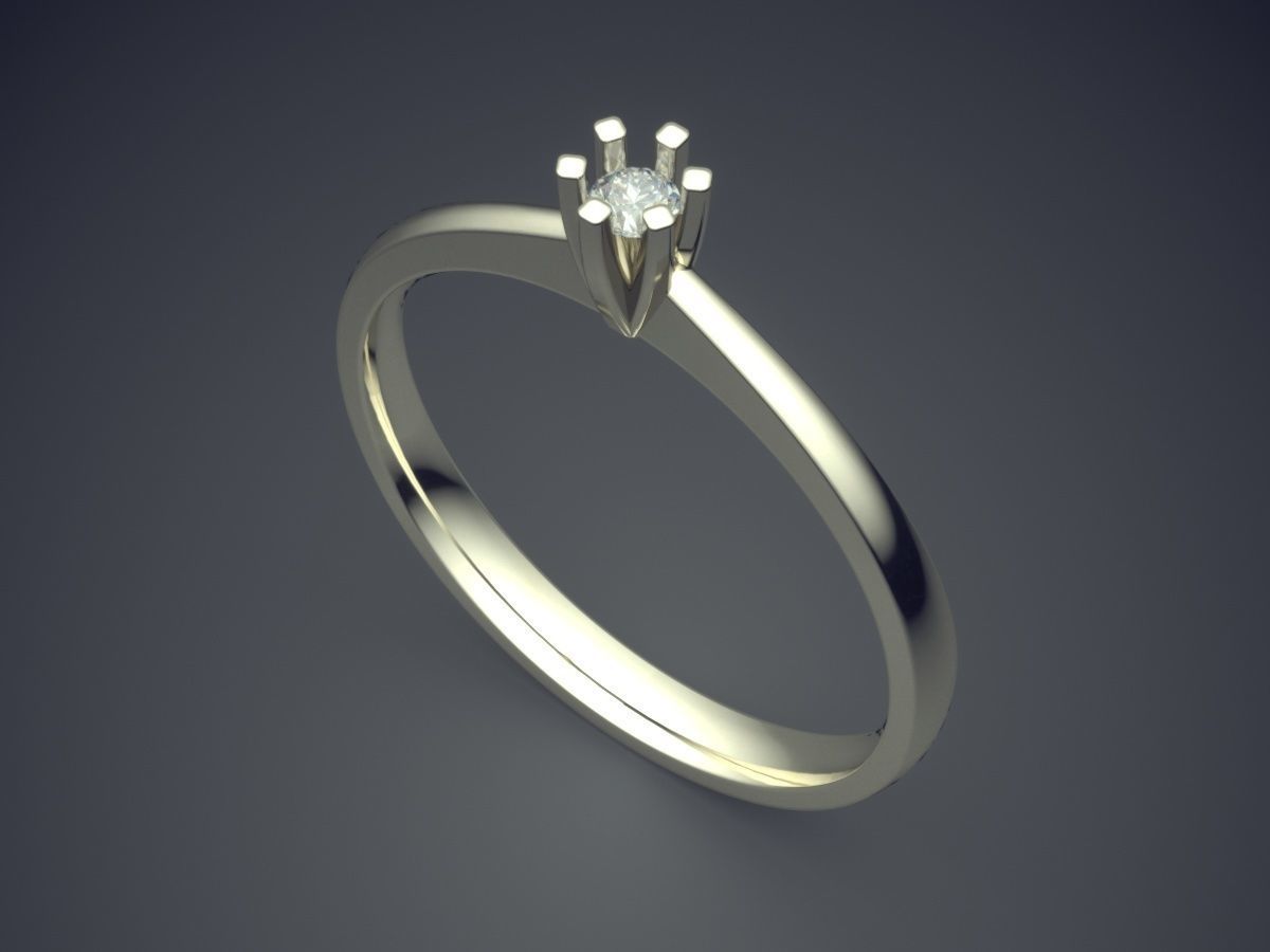 Pretty Tiny Subtle Engagement Ring 3D print model_1