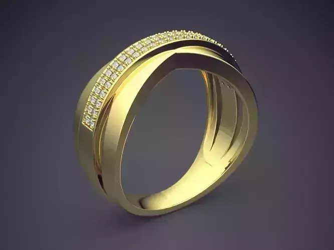 Curved Ring With Small Diamonds 2982