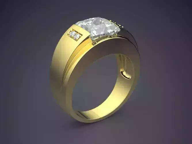 Thick Unisex Ring With Diamonds and Detailing