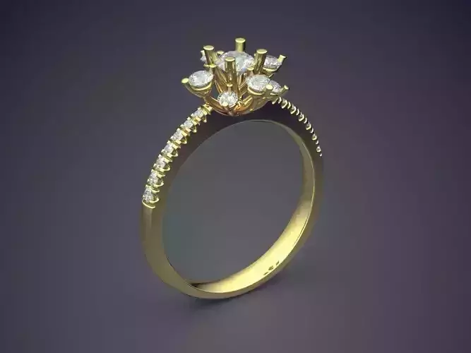 Flower-shaped Engagement Ring With Diamonds 2964