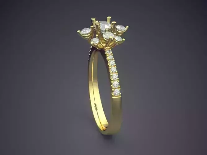 Flower-shaped Engagement Ring With Diamonds 2964