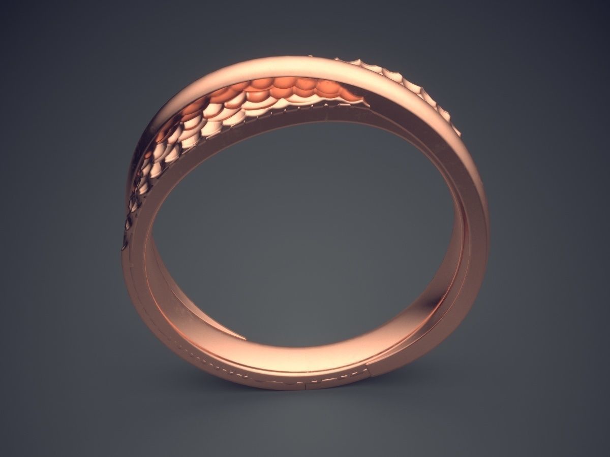 Textured and Detailed Layered Unisex Ring 3D print model_2